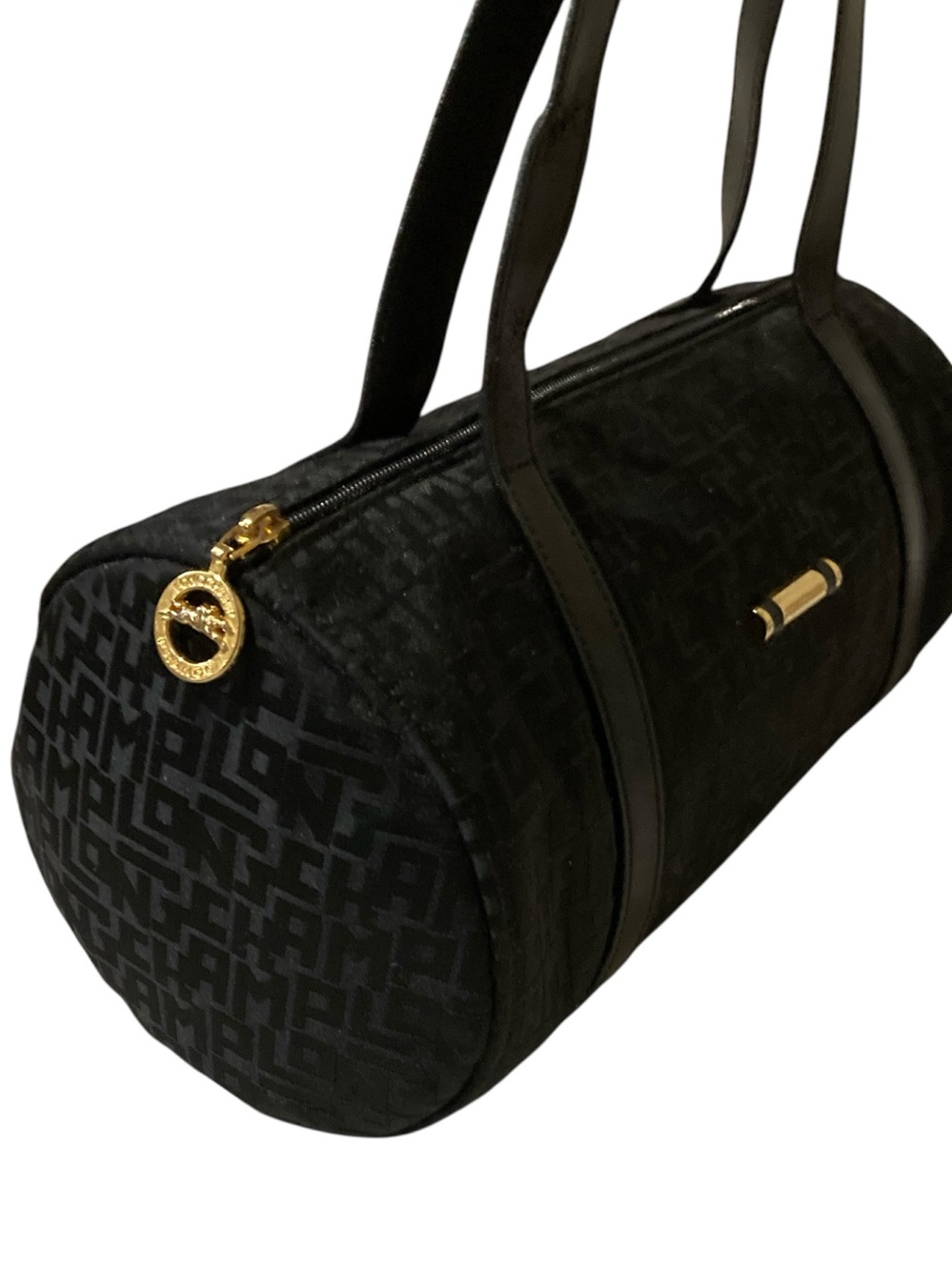Longchamp Rare Vintage Barrel Monogrammed Bag